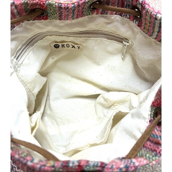 Roxy Women’s Pink Crochet Woven Aztec Southwestern‎ Pastel Mini Drawstring Bag - Picture 8 of 10